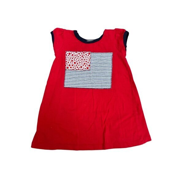 Mini Scraps Toddler Red/Blue Patriotic tunic W/ Star & Stripe Patchwork Design S - Picture 1 of 4